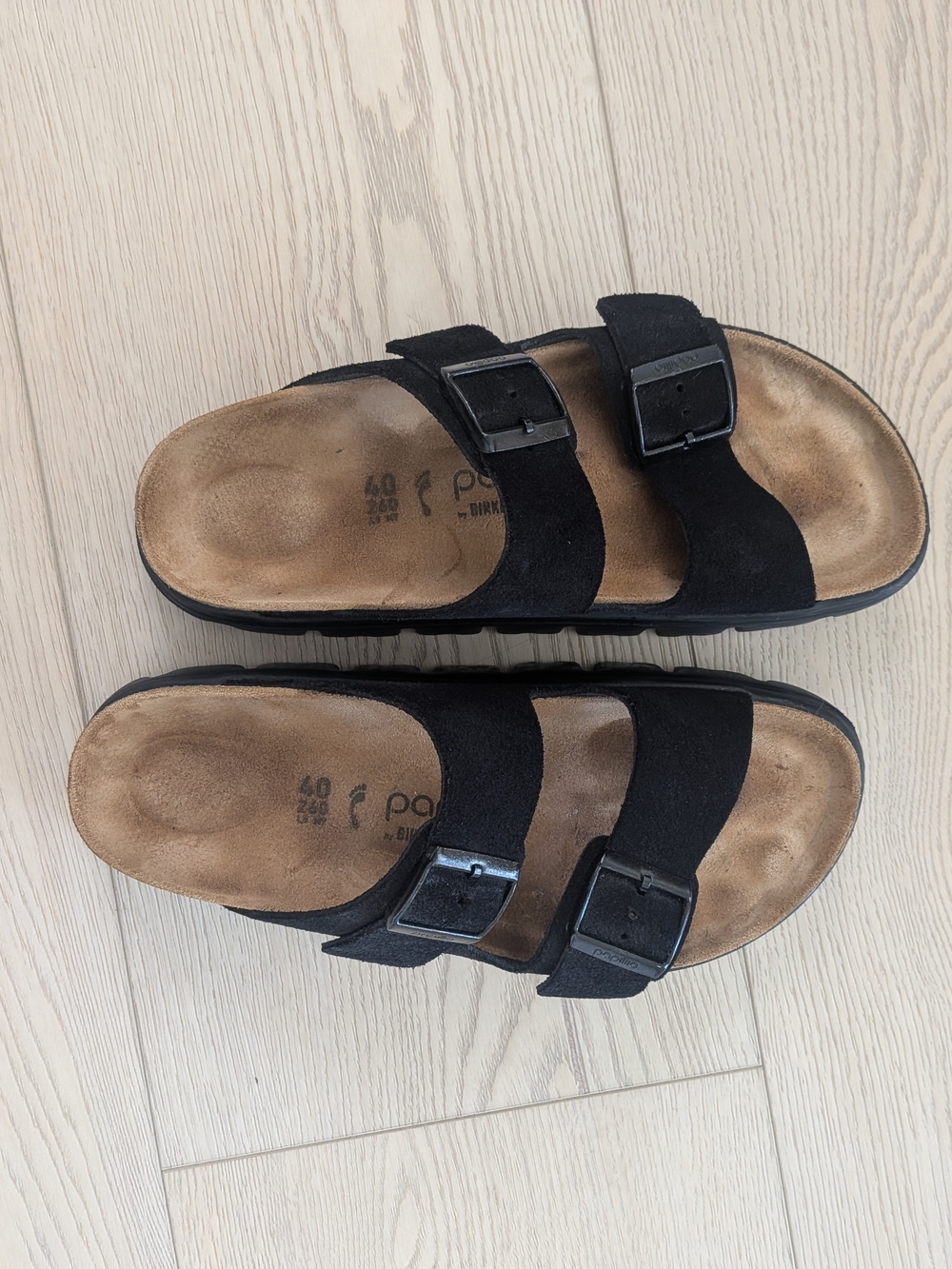 Birkenstock Papillio Chunky Black Suede Arizona Sandals - Picture 2 of 5
